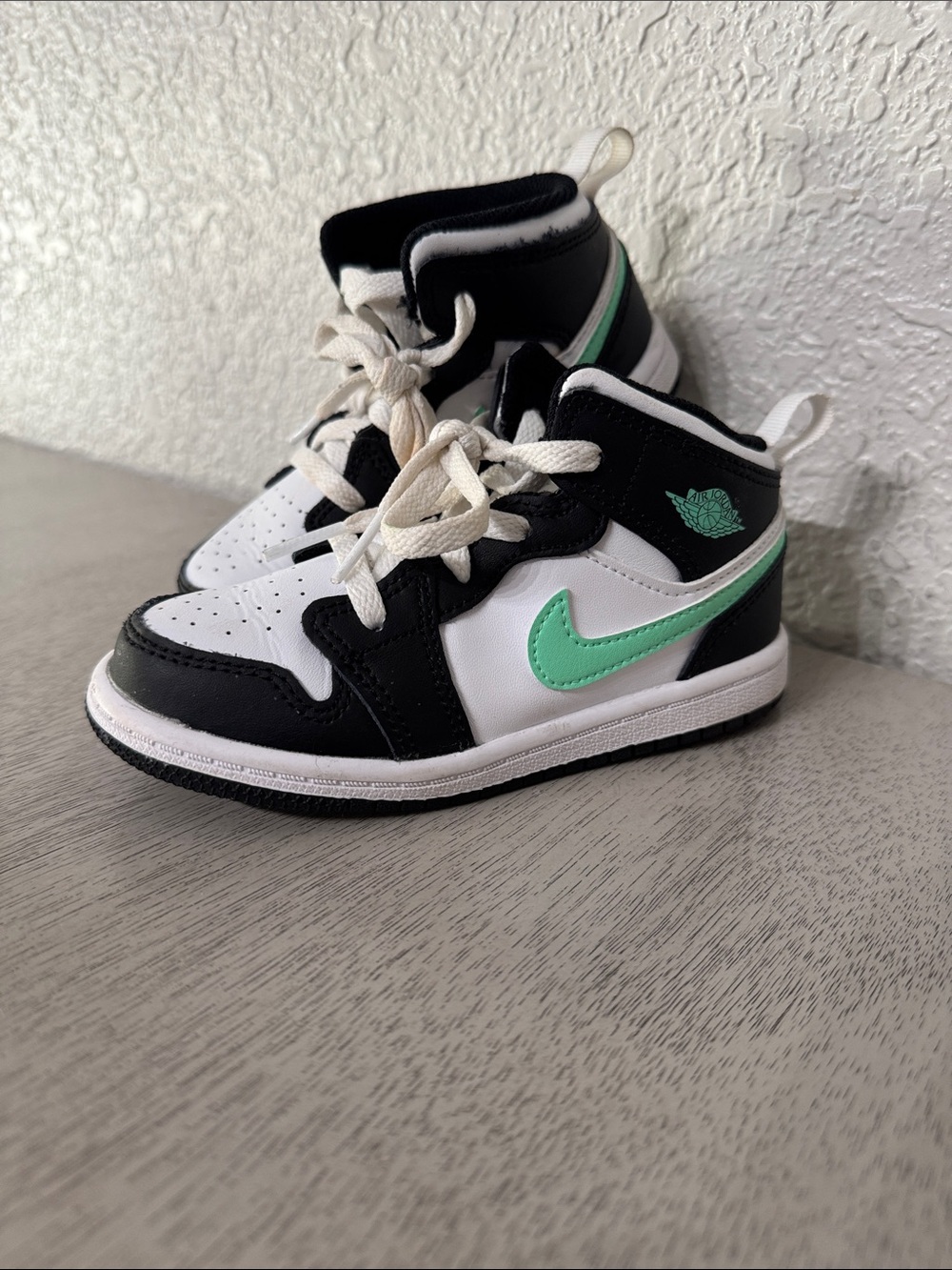 Nike Jordan Kids' Black, White & Mint High-Top Sneakers